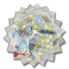 Bouquet of blue and yellow roses with a ribbon and butterfly decorations