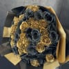 Beautiful and elegant 25 black and 25 gold roses together 