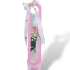 Single white rose in a pink gift box with a ribbon bow