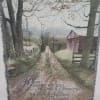 Fringed throw blanket with a rustic barn and memorial quote