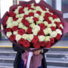 Impressive bouquet of red and white roses.

Standard - 50 roses 
Deluxe -