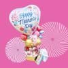 Mother's Day balloon bouquet with gift items on a pink background