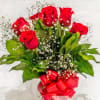 6 RED ROSES IN A VASE
BOW INCLUDED
GREENERY 
TINGE OF BABYBREATH
