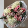 chic and dignified bouquet with purple pink and white flowers