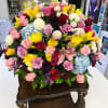 Large mixed bouquet with roses, lilies, hydrangeas, and chrysanthemums