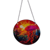 Round hanging wall art with colorful jellyfish illustration