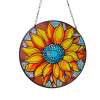Round hanging sunburst panel with yellow and orange petals