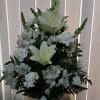 White flowers on a basket 