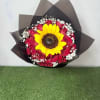 unidad de 20 rosas rojas y un girasol  tama&ntilde;o grande