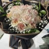  Glitter roses 
Filled with gypsophialia, ruscuss wrapped with korean paper 
The