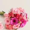 Pink bouquet with roses, gerbera daisies, and carnations