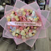 Pink and cream rose bouquet with chocolates and butterfly decorations