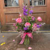 Beautiful roses and stock make this both pretty and smell good, too!