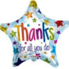 Star-shaped balloon with "Thanks for all you do" text