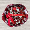 Bouquet of red roses with white baby's breath and a Valentine ribbon