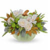 This beautiful Green Pumpkin Arrangement comes in three sizes. Using White Roses