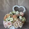 Soft colors flower collection in white or pink hearts. 