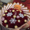 Bouquet of red roses with chocolates and a small plush toy