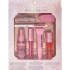 Pink makeup gift set in a glittery box with lip gloss and applicators