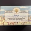 Wrapped bar of Beach soap with a seaside label