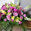 Large pink and white floral spray with lilies and roses
