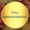 Fall arrangement text over a background of autumn flowers