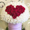 150 Premium WHITE Roses with RED Heart of Roses

You can change the