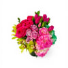 Premium bouquet featuring fuchsia roses, lavender roses, pink tulips, green orchids, and