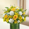 A radiant arrangement of fresh yellow ad white, beautiful designed to bring