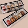 Gift box containing 5 Macarons: Red Velvet, Salted Caramel, S&rsquo;mores, Fruit Pebbles