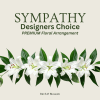 White lilies with green leaves and sympathy text