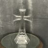 A glass cross to add to an arrangement or a stand alone