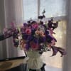 combination of beautify selected purple and violet petals with soft pink spray