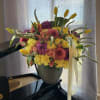 roses, tulips and dahlias perfectly combining a beautiful symphony  