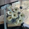white and blue arrangement 