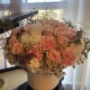 blush pink roses and white carnations 