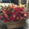 Bright pink and orange roses 