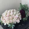 blush pink roses and bold dahlias 