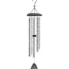 Black metal wind chime with a cross-shaped pendant