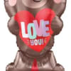Bear-shaped balloon holding a red heart that says LOVE YOU