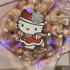 Pink rose bouquet with Hello Kitty decoration and string lights