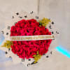 Red roses whit chocolate. Ribbon personalized 