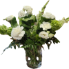 Beautiful white blossoms and shining greenery glow in this expertly crafted arrangement