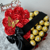 Heart of eternal roses and Ferrero Rocher with customizable ribbon for different