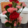 Beautiful garden rose paired with mini and standard carnations