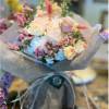 RAP BOUQUET WITH ALL PASTEL FLOWER TYPE,RAPPIN WITH THE BURLAP 