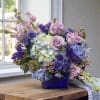 Midnight Garden is a modern statement arrangement designed in a bold cobalt