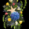 Standing spray with a star detail and tropical elegant flowers
