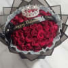100 Roses with personal Ribbon and Crown