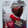 Hello Kitty plush with Valentine heart balloons in a clear gift box
